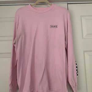 Pink vans long sleeve with checker sleeves